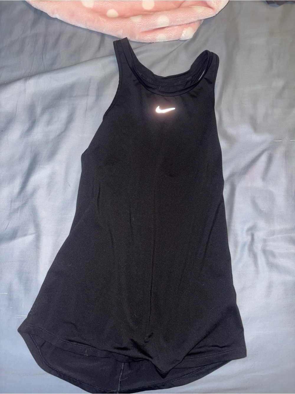 Nike Black Women's High-Neck Racerback Tank with Reflective Swoosh